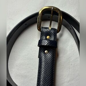 Size 16 Black Embossed belt Brass colored buckle